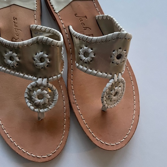 Jack Rogers Navajo Leather Sandals Gold/ White 9m - Picture 5 of 12